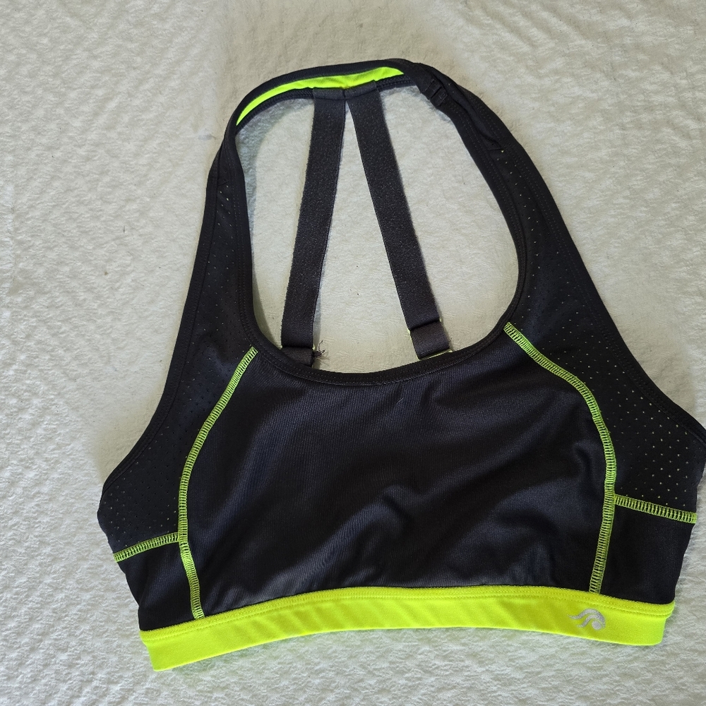 Women's Black and Yellow Sports Bra